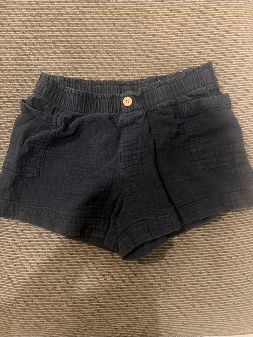 Old Navy Navy Textured Cotton Gauze Elastic Waist Shorts